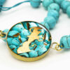Thumbnail 3: Nishapour Turquoise Necklace Featuring Zodiac Gold Leaf Design – Aquarius (Bahman)