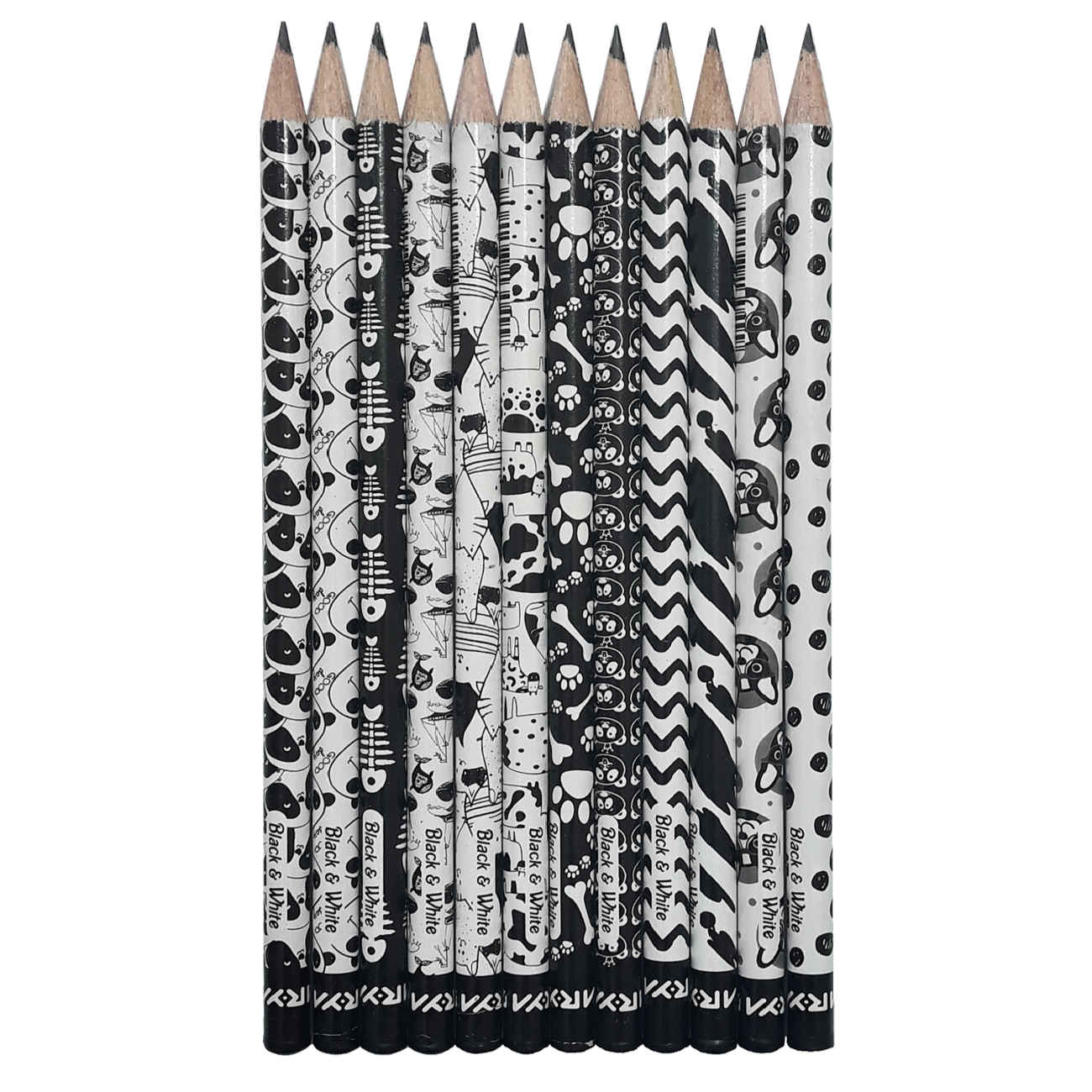 Aria Black & White Black Pencils – 12 Pack Classic HB Lead for Everyday Use