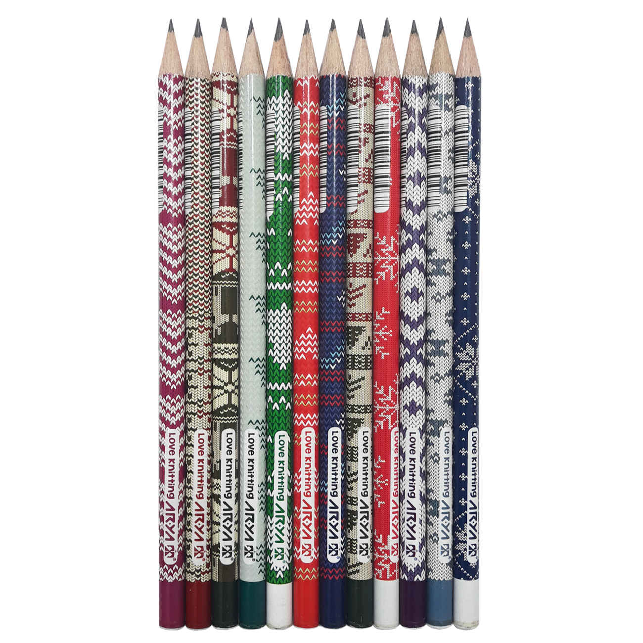 Aria LOVE KNITTING Black Pencils – for Writing & Drawing Pack of12