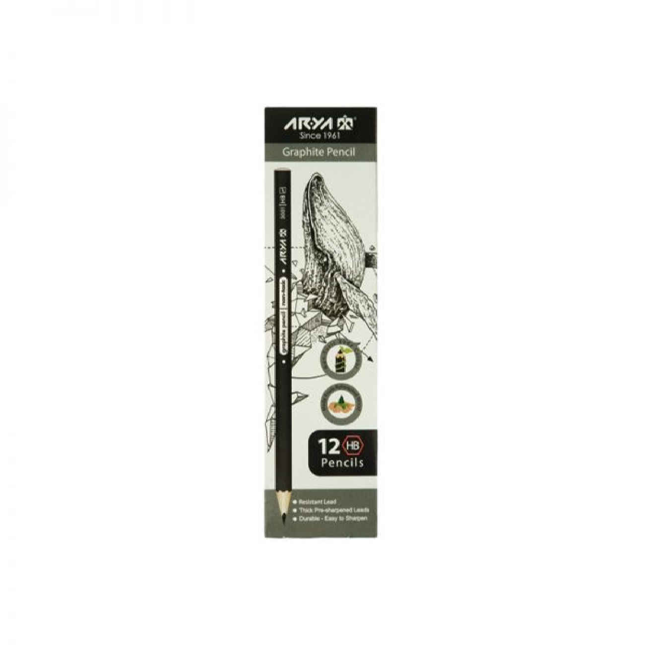 Aria Model 3001 Black Drawing Pencils – High Quality Pack of 12 for Sketching and Writing