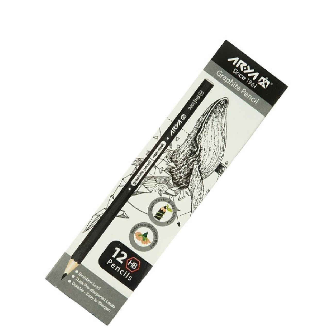Arya Model 3001 Black Drawing Pencils – High Quality Pack of 12 for Sketching and Writing