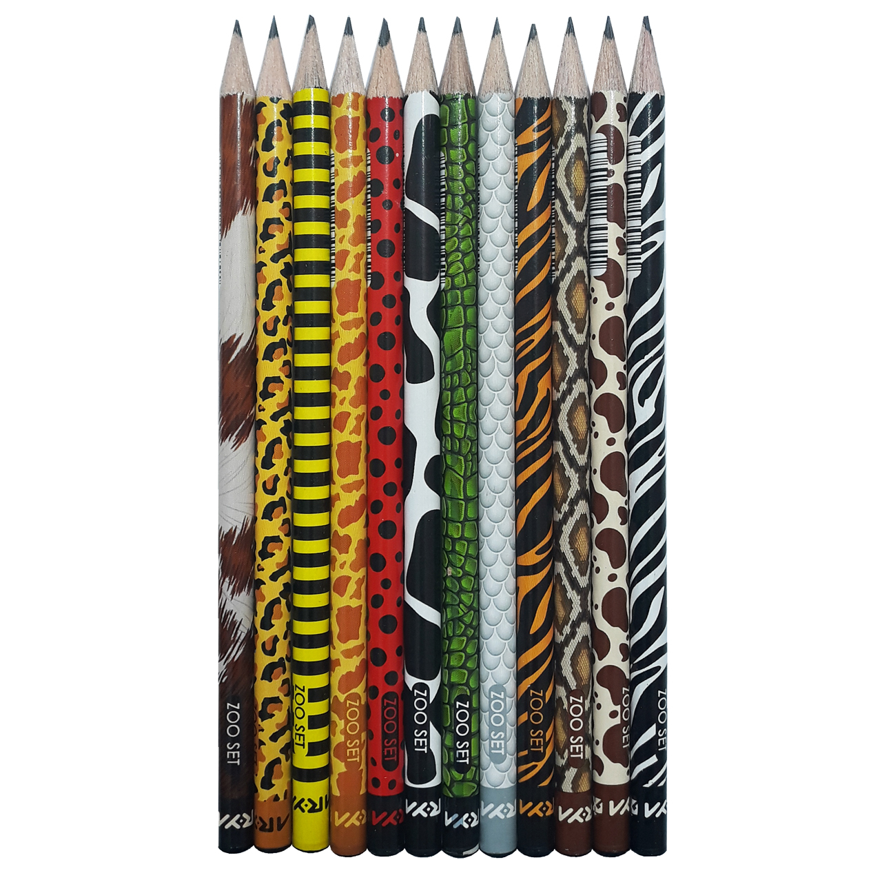Aria ZOO SET – Reliable 12-Pack Black Pencils with Comfortable Grip and HB Lead