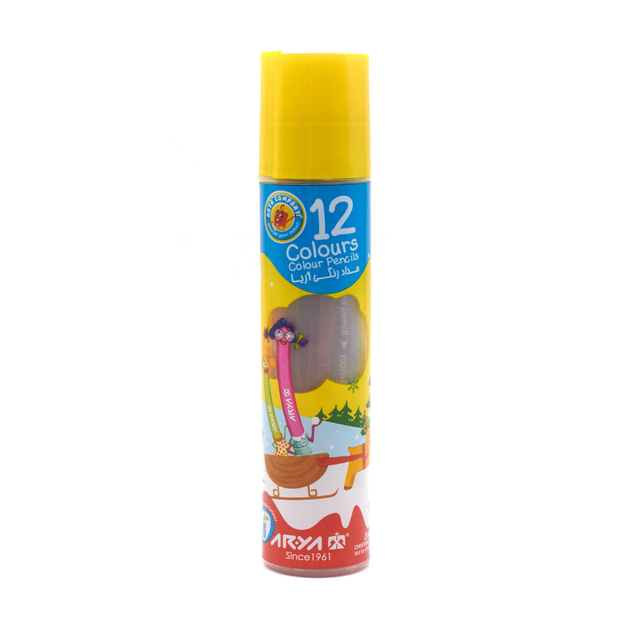 Arya 12 Colors – Durable HB Pencils in a Portable Cylinder Box