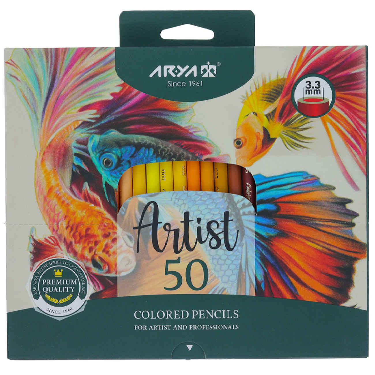 Arya Artist 50-Color Colored Pencils with Unique Fish Pattern