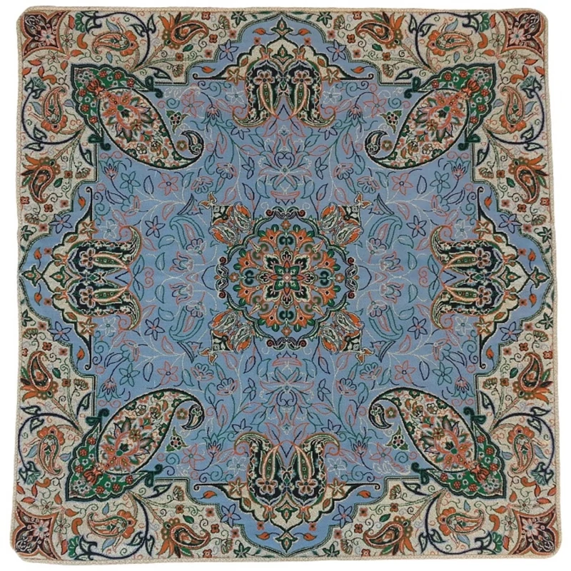 Main image of Authentic Persian Synthetic Silk Termeh Cushion Cover – Elegant Light Blue Design