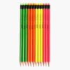 Black Pencils with Eraser in Triangular Fluorescent Design - Pack of 12 for School & Office