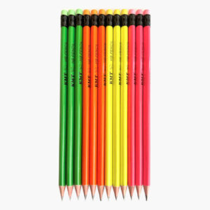 Black Pencils with Eraser in Triangular Fluorescent Design – Pack of 12 for School & Office