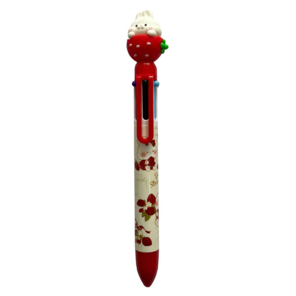 Bunny & Strawberry Themed 6-in-1 Multi-Color Pen – Playful & Functional (1)