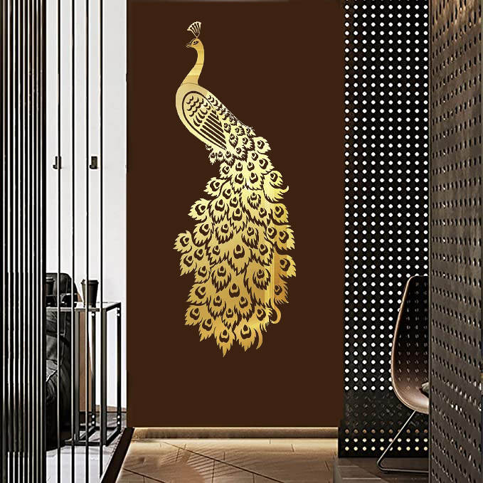 Decorative Plexiglass Wall Mirror – Indian Peacock Design