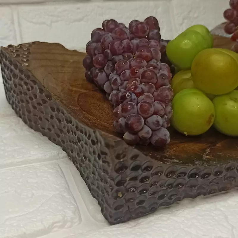 Elegant Hand-Carved Walnut Fruit Serving Board