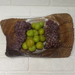 Elegant Hand-Carved Walnut Fruit Serving Board