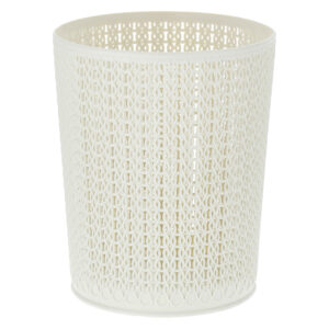 Elegant Indoor Plastic Wastebasket, 9.6L – Wicker Design for Sophisticated Spaces