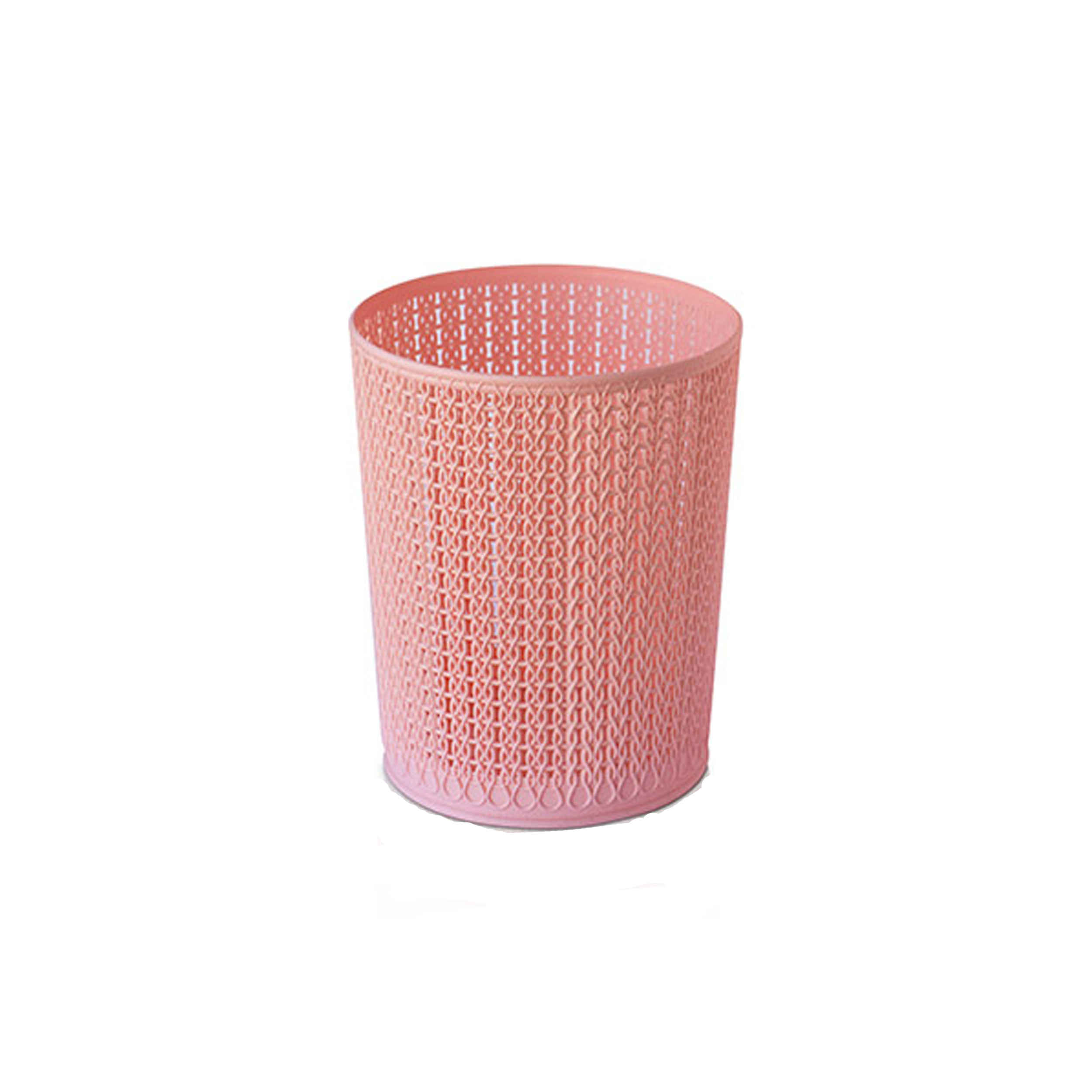 Elegant Indoor Plastic Wastebasket, 9.6L – Wicker Design for Sophisticated Spaces