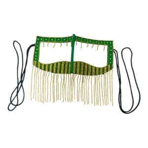 Green & Gold Decorative Burqa – Unique Hand-Sewn Design