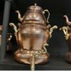 Hand-Hammered Persian Copper Stovetop Samovar & Kettle Set – 4-Liter Rustic Design