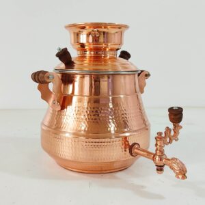 Hand-Hammered Persian Copper Stovetop Samovar – Barrel Design, 5-Liter