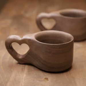 Handmade Kuksa Wooden Mug with Heart Design Handle, 150cc – Perfect for All Beverages