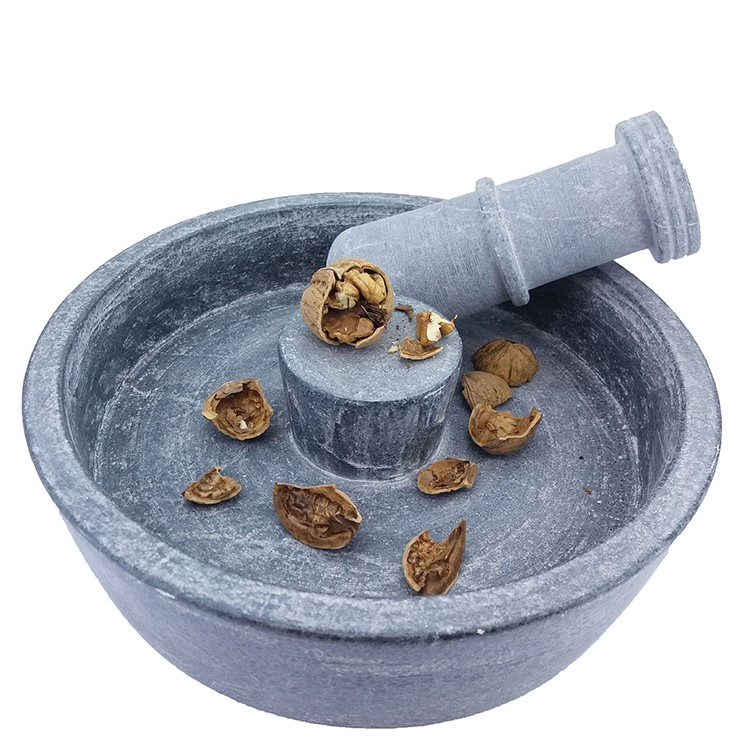 Main image of Handcrafed Serpentine Stone Nutcracker Bowl with Bakelite Handle, Perfect for Hard-Shelled Nuts