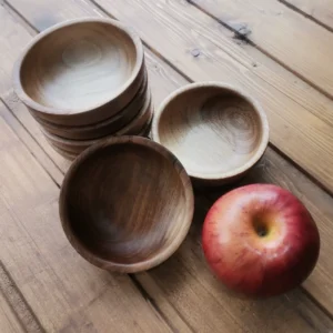 Handmade Wooden Bowl, 10 cm – Perfect for Yogurt, Nuts & Haft-Seen Pack of 6