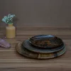 Handmade Wooden Plate, 30 cm – Rustic Style, Eco-Friendly & Food-Safe (4x)