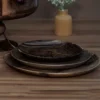 Handmade Wooden Plate, 30 cm – Rustic Style, Eco-Friendly & Food-Safe (4x)