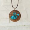 Thumbnail 3: Handmade Wooden Swan Necklace with Persian Nishapur Turquoise Inlay