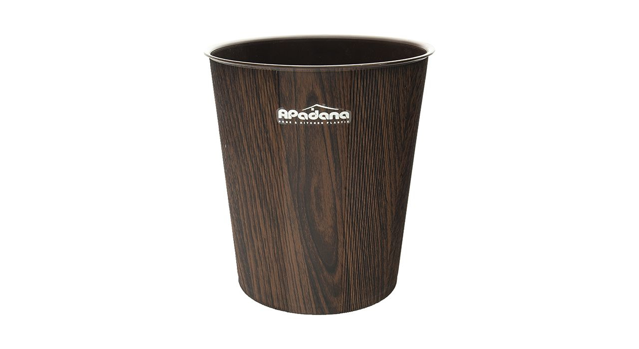 Indoor Plastic Wastebasket, 11L –Wood Grain Pattern for Stylish Spaces