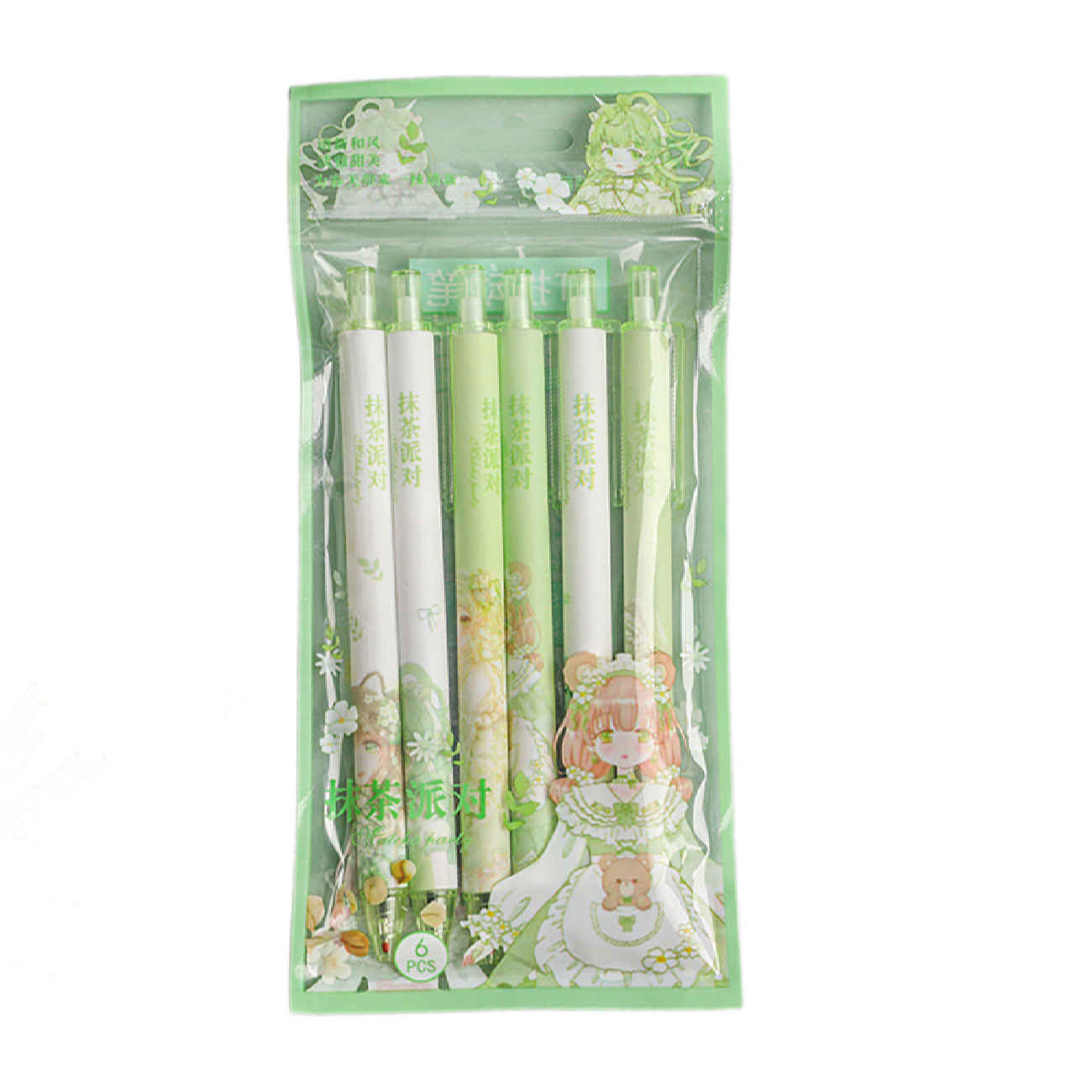 Matcha Aesthetic Ballpoint Pens – Cute & Smooth Writing Pack of 6
