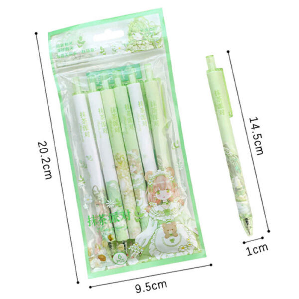 Matcha Aesthetic Ballpoint Pens – Cute & Smooth Writing Pack of 6