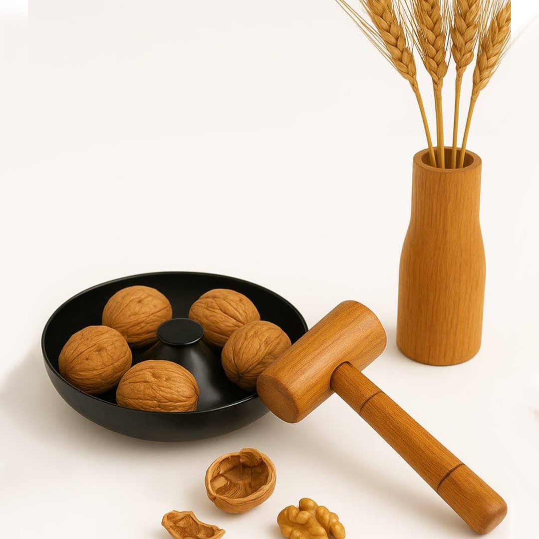 Metal Nutcracker with Wooden Hammer – Functional & Stylish Kitchen Accessory