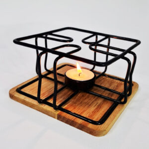 Metal Teapot Warmer with Wooden Base – Ideal for Serving Hot Tea and Coffee Anytime