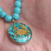 Thumbnail 3: Nishapour Turquoise Necklace Featuring Zodiac Gold Leaf Design – Cancer (Tir)