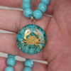 Thumbnail 4: Nishapour Turquoise Necklace Featuring Zodiac Gold Leaf Design – Cancer (Tir)