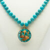 Thumbnail 3: Nishapour Turquoise Necklace Featuring Zodiac Gold Leaf Design – Libra (Mehr)
