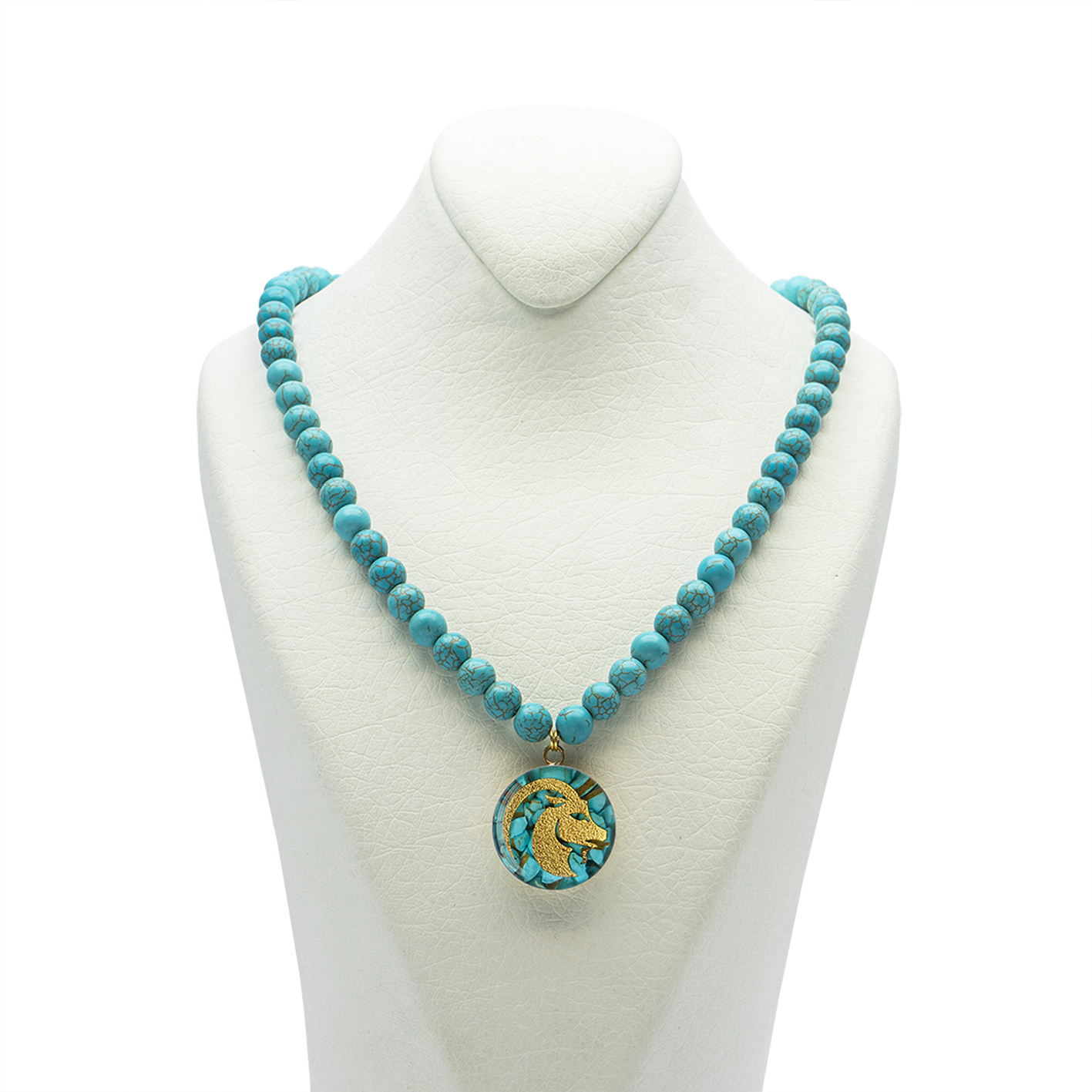 Main image of Nishapour Turquoise Necklace – Capricorn (Dey) Zodiac Gold Leaf Design