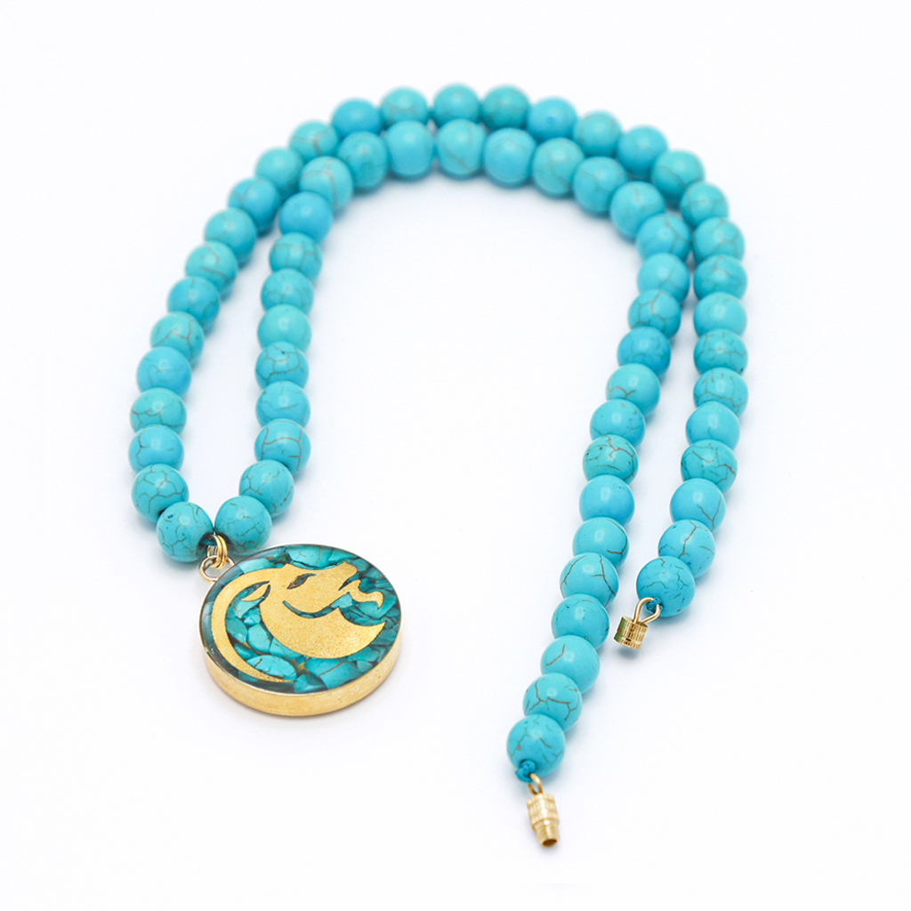 Nishapour Turquoise Necklace – Capricorn (Dey) Zodiac Gold Leaf Design