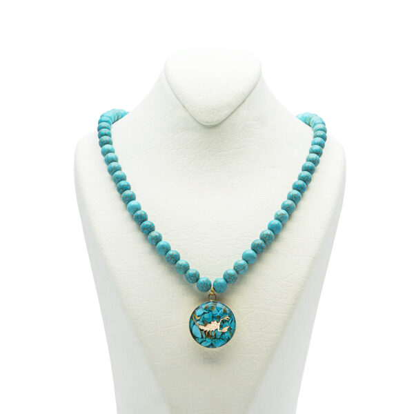 Nishapour Turquoise Necklace – Scorpio (Aban) Zodiac Gold Leaf Design (2)