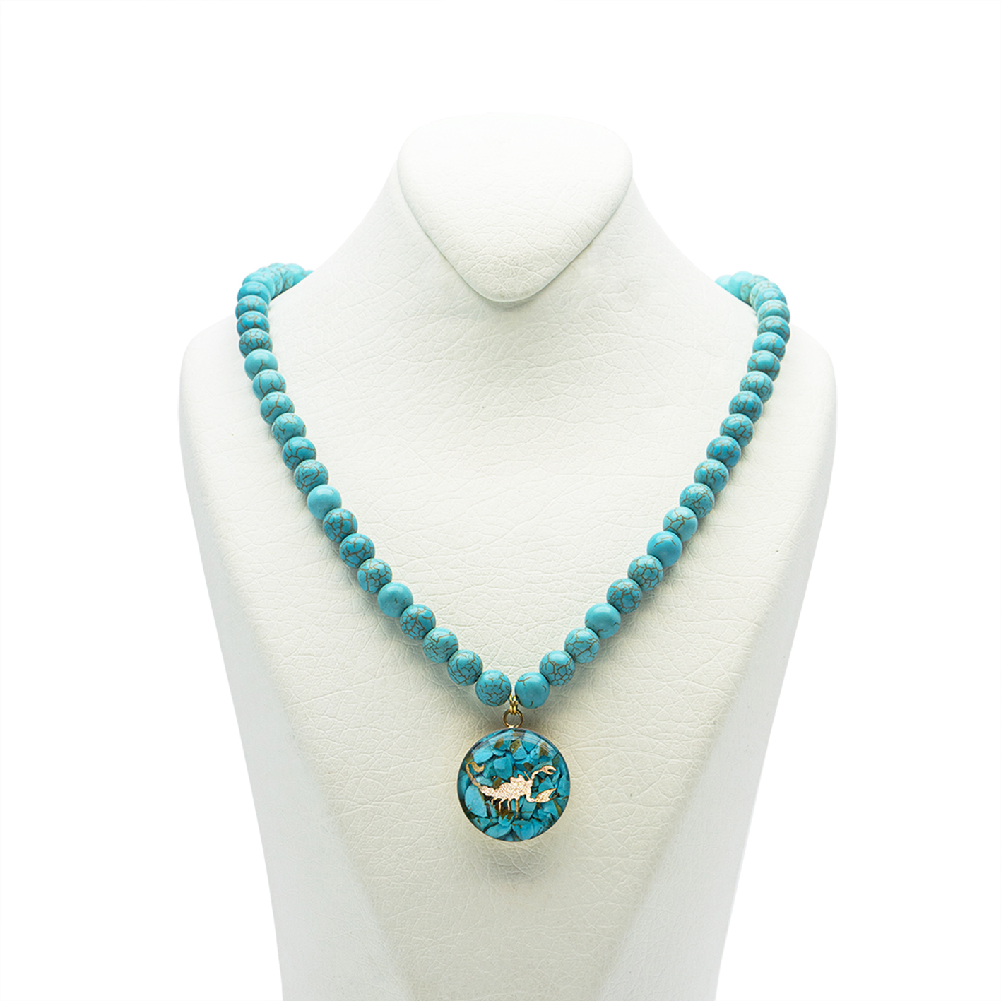 Main image of Nishapour Turquoise Necklace – Scorpio (Aban) Zodiac Gold Leaf Design
