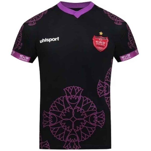 Persepolis 2021 New Away Jersey – Black with Pomegranate Flower Design (2)