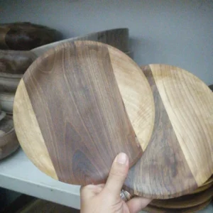 Handmade Wooden Plate 20 cm – Rustic Style, Perfect for Desserts or Sides (5x)