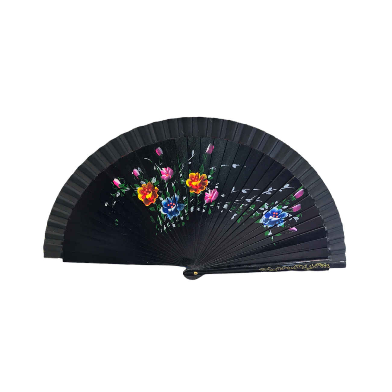 Premium Wooden Hand Fan – Elegant Floral Design