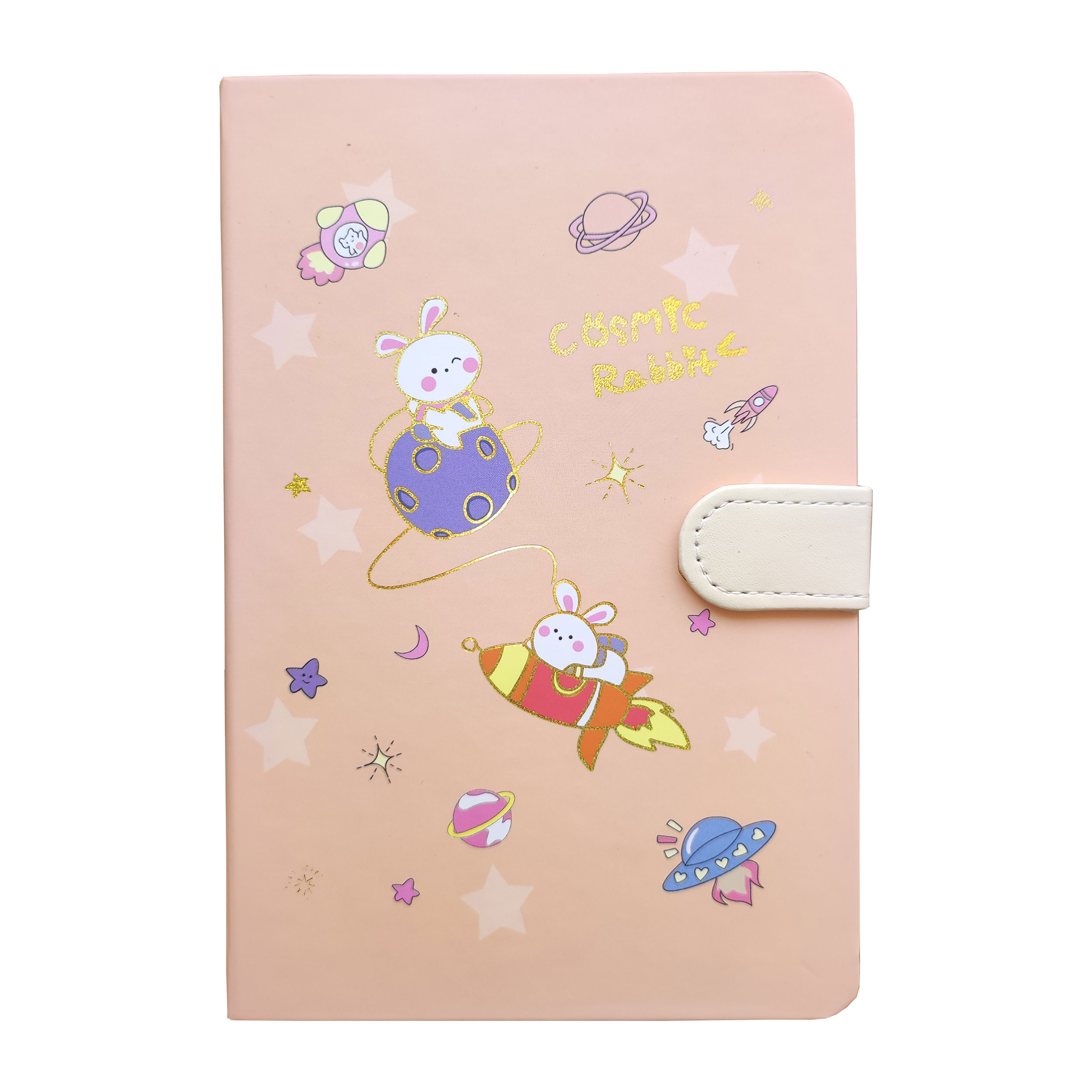 Rabbit Design Notebook – Magnetic Closure Journal & 100 Sheets for School or Office