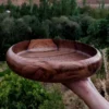 Rustic Walnut Wood Serving Barrel Bowl – Handcrafted for Kitchen,25 cm
