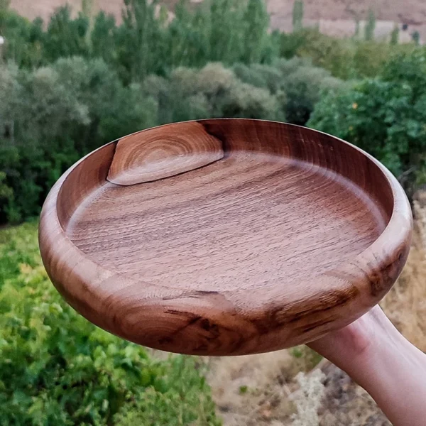 Rustic Walnut Wood Barrel Bowl – Handcrafted 25 cm Serving Bowl for Kitchen & Home Décor (3)