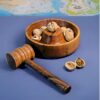 Thumbnail 2: Rustic Walnut Wood Nutcracker – Bowl & Hammer for Walnuts & Hard-Shelled Nuts