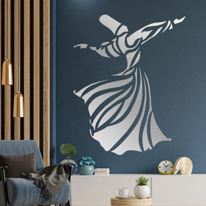 Decorative Artistic Persian Plexiglass Wall Mirror – Sufi Whirling Design (26 Pieces)
