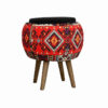 Small Decorative Persian Ottoman – Iranian Pattern with Durable Wooden Base