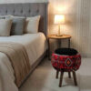Small Decorative Persian Ottoman – Iranian Pattern with Durable Wooden Base