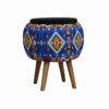 Small Decorative Persian Ottoman – Iranian Pattern with Durable Wooden Base