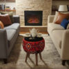 Small Decorative Persian Ottoman – Iranian Pattern with Durable Wooden Base